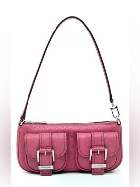 new Michael Kors Pebbled Leather Zoe Pochette Convertible Slim Shoulder Bag